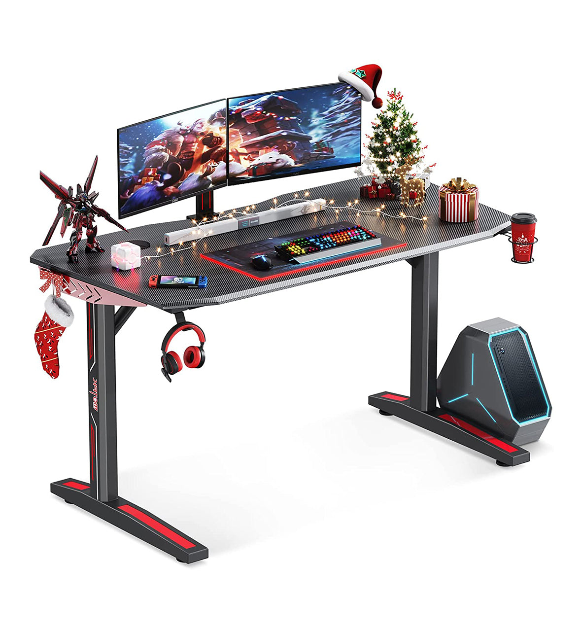 60 Inch Gaming Desk T-Shaped Computer Desk