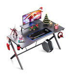 55" Gaming Desk with Monitor Shelf-Black