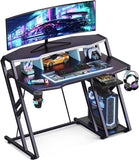 39 Inch Black Gaming Desk with Storage Shelf ,MOTPK