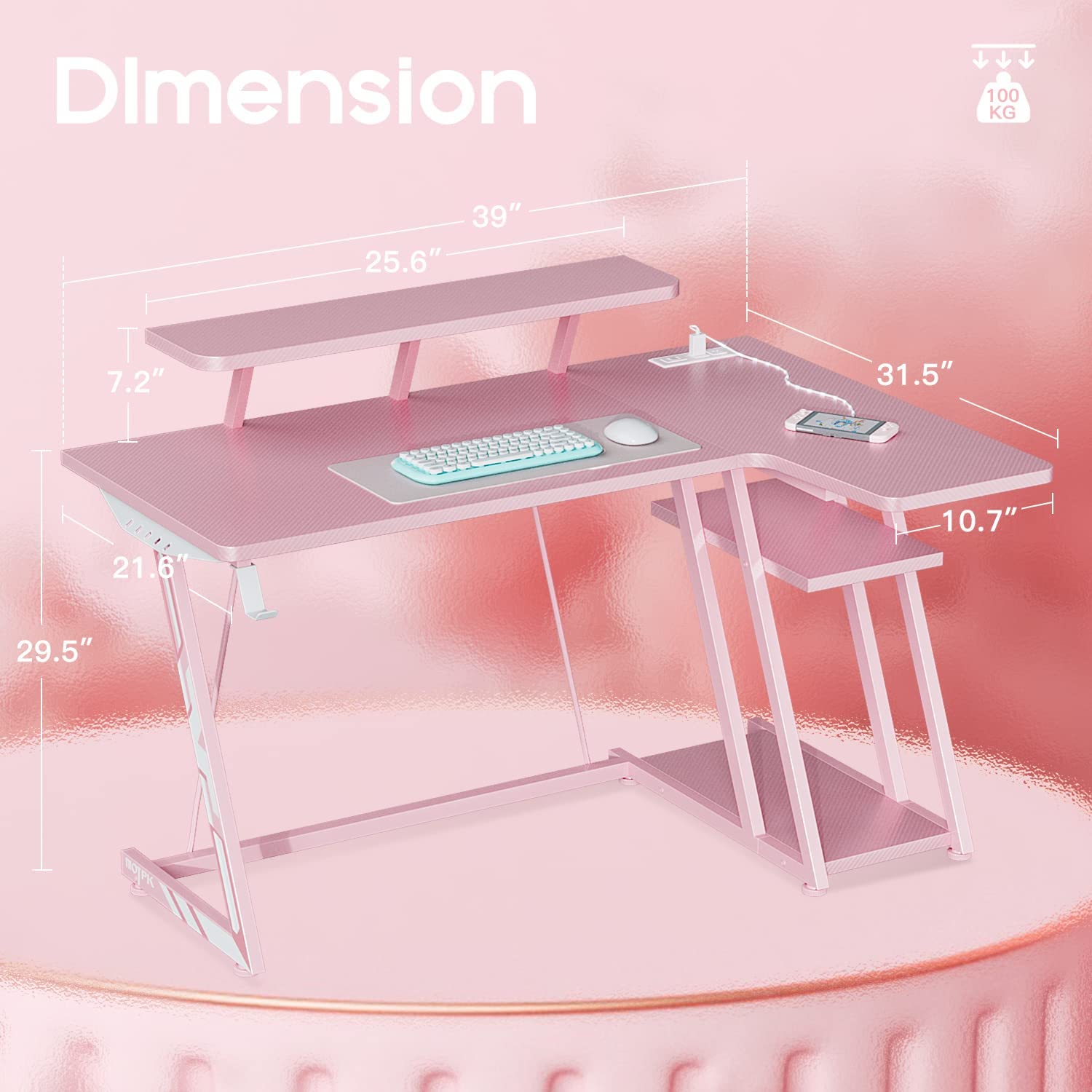 Pink Carbon Gaming Desk