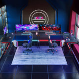 66 Inch Large Gaming Desk L-Shaped With Monitor Shelf - Black&Red
