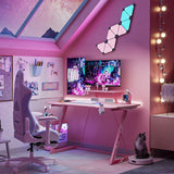 39 Inch Ergonomic Gaming Desk Z-Shaped with Monitor Shelf