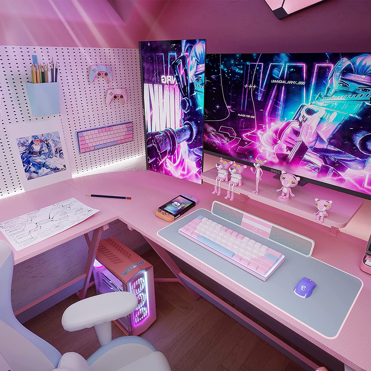 Minimalist Modern Pink Gaming Table