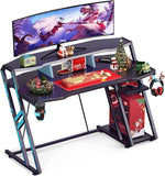 47 Inch Black Gaming Desk with Storage Shelf ,MOTPK