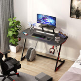 47 Inch Gaming Desk Z-Shaped with Monitor Shelf
