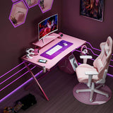 60" Gaming Desk With Monitor Shelf-Pink