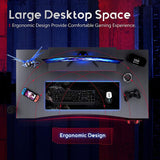 55" Gaming Desk with Monitor Shelf-Black
